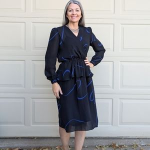 vintage SHEER PEPLUM DRESS 1970's 1980's S M